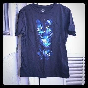 Unisex black galaxy space cat tee size medium